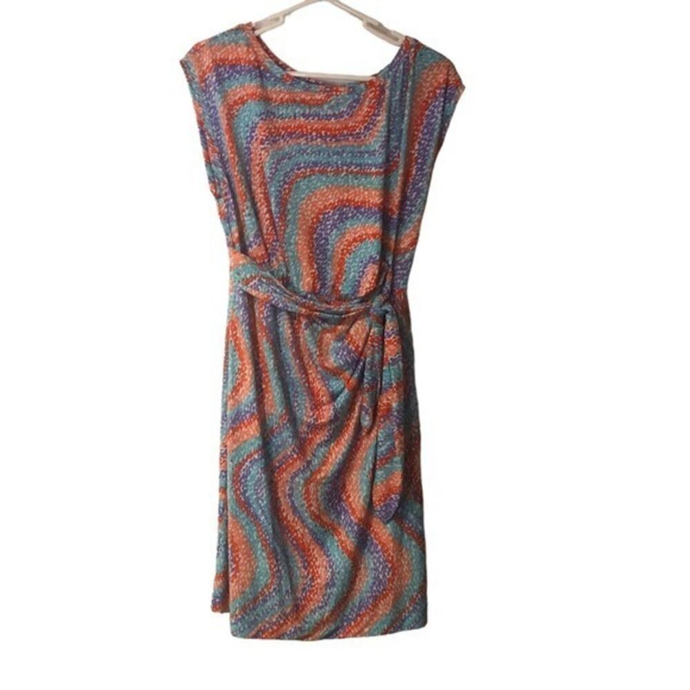 Josephine Studio Womens Cap Sleeve Faux Wrap Jersey Lined Dress Size Large